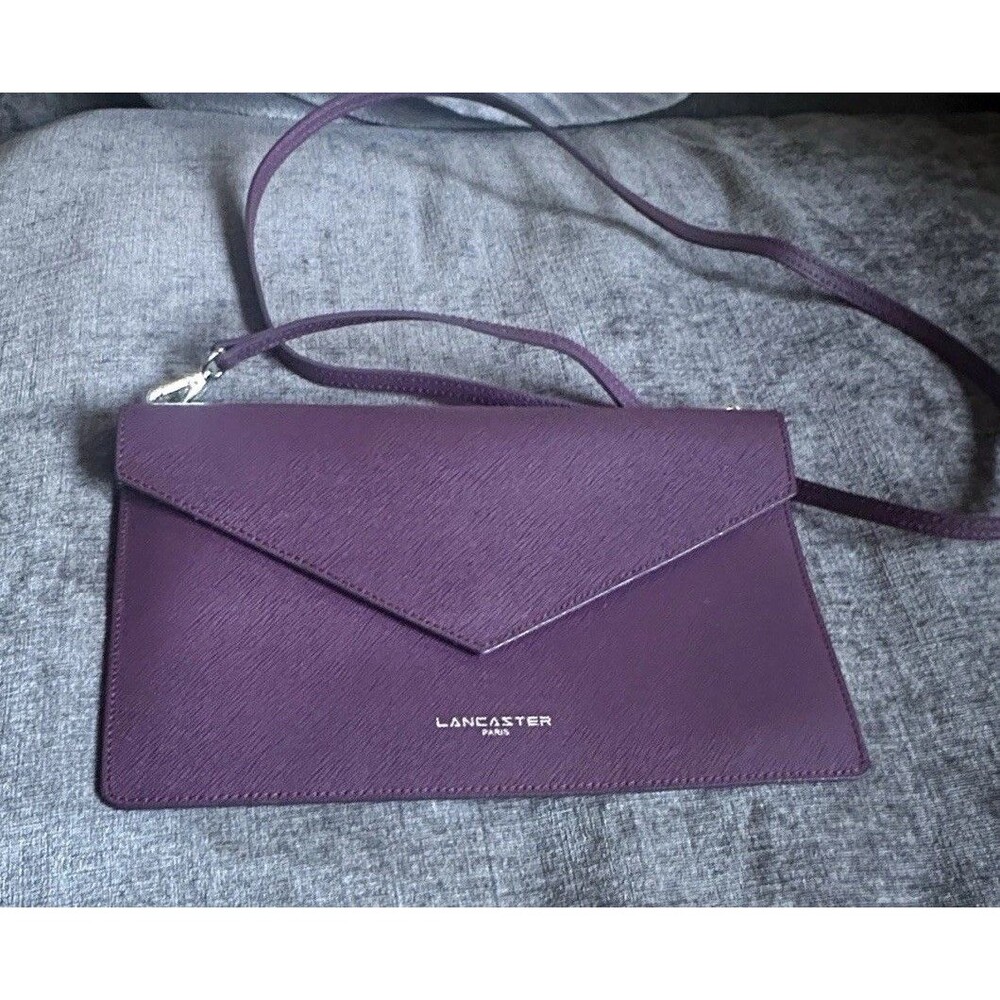 Lancaster Paris, Saffiano Envelope Clutch In Deep Purple excellent condition
